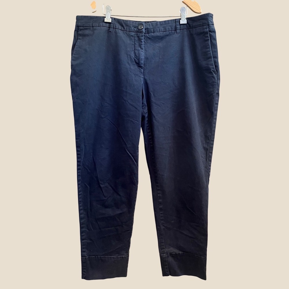 Wildfang Essential Trouser Womens 16 Black Stretch Cotton Cropped Chino Pant